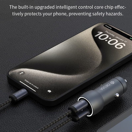 Avtopolnilec Extreme Speed USB-C + USB-A, PD 30W, QC 3.0 18W, siv, Devia