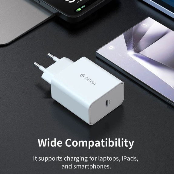 Polnilni adapter Rocket USB-C, PD 45W, bel, Devia