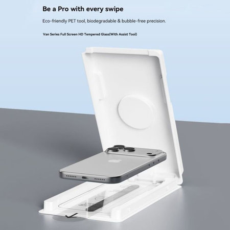 Kaljeno steklo FullCover z aplikatorjem za iPhone 17, Devia