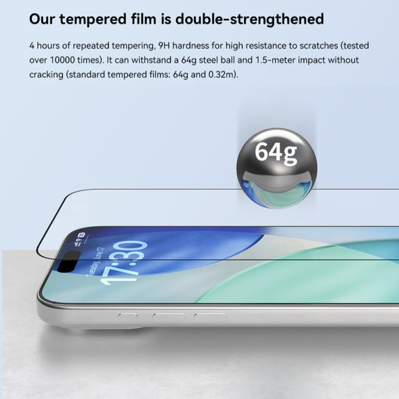 Kaljeno steklo FullCover z aplikatorjem za iPhone 17, Devia