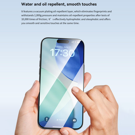 Kaljeno steklo FullCover z aplikatorjem za iPhone 17, Devia