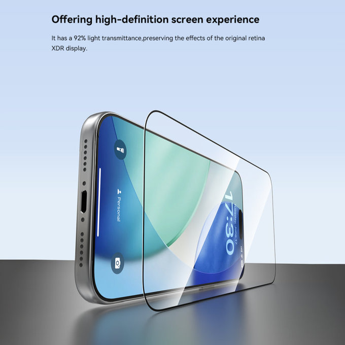 Kaljeno steklo FullCover z aplikatorjem za iPhone 17, Devia