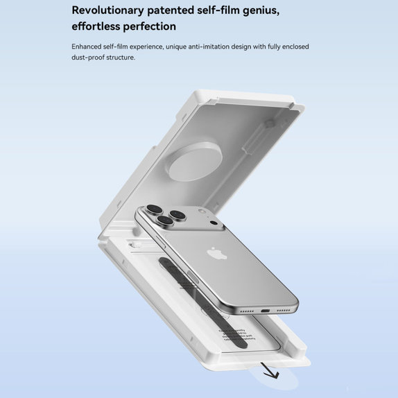 Kaljeno steklo FullCover z aplikatorjem za iPhone 17 Pro Max, Devia