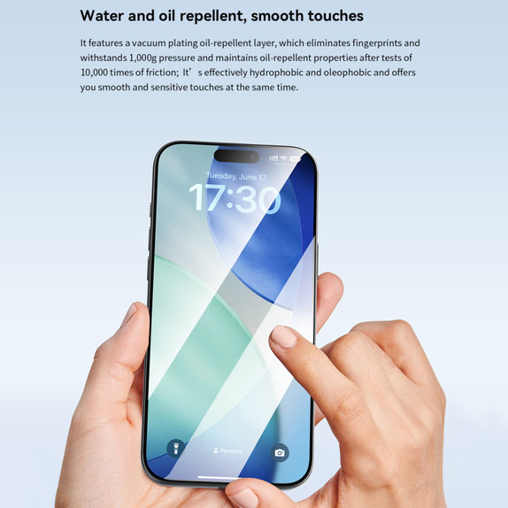 Kaljeno steklo FullCover z aplikatorjem za iPhone 17 Pro Max, Devia