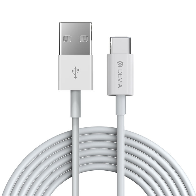 USB / USB-C kabel Smart, 2.1A, 1m, bel, Devia