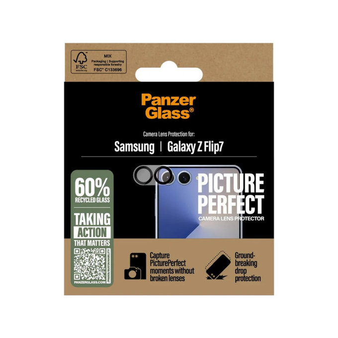 Zaščita objektiva kamere PicturePerfect za Samsung Z Flip7, Črna, PanzerGlass