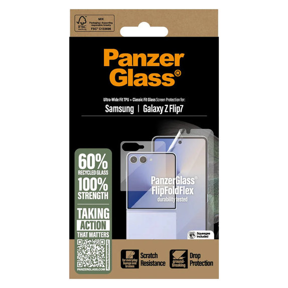 Zaščitna folija UWF in kaljeno steklo za Samsung Galaxy Z Flip7, Prozorna, PanzerGlass