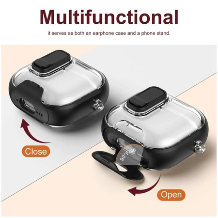 Silikonski ovitek z držalom za telefon in karabinom za AirPods Pro 3, črn