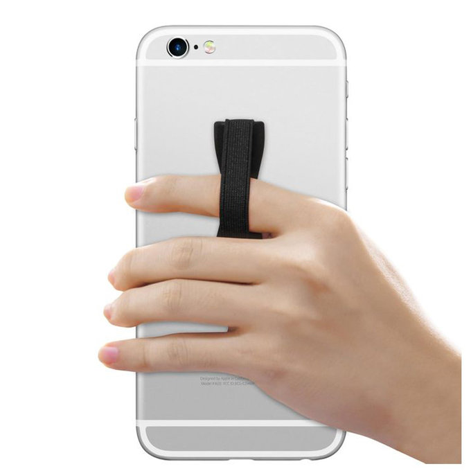 Elastični držalnik za telefon, črn