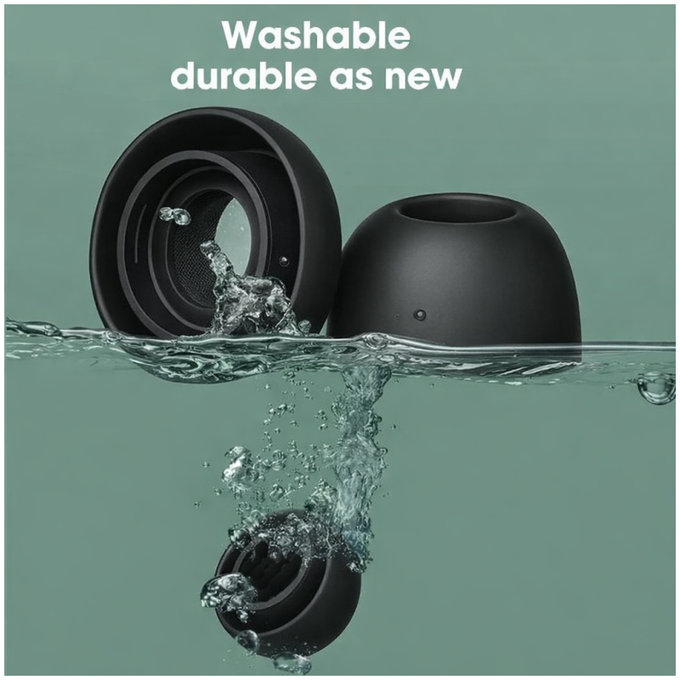 Nadomestni silikonski ušesni nastavki za Apple AirPods Pro in Pro 2, komplet (L, M, S, XS), črni