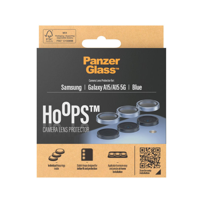 Zaščita objektiva kamere Hoops za Samsung A15/A15 5G, Modra, PanzerGlass