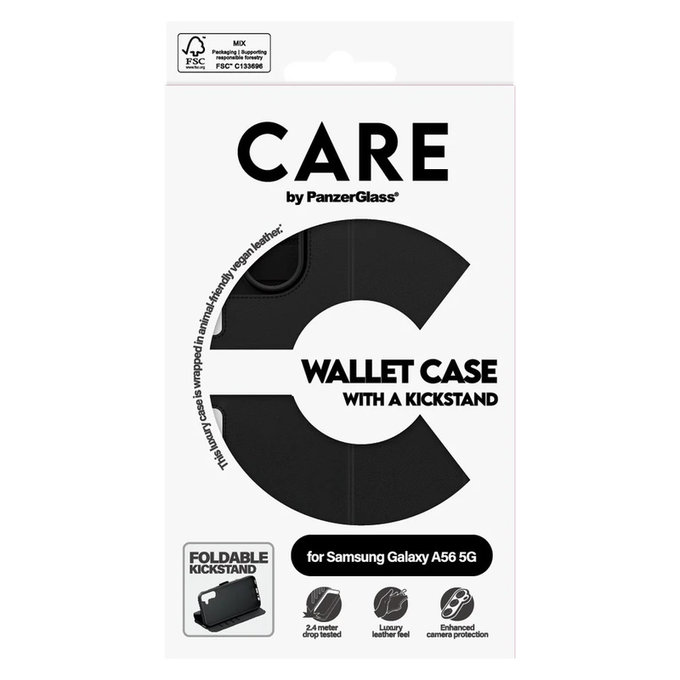 Ovitek Wallet Kickstand za Samsung Galaxy A56 5G, Črna, PanzerGlass
