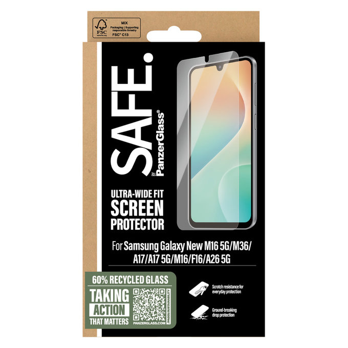 Kaljeno steklo UWF za Samsung Galaxy A17/A17 5G, Prozorna, SAFE by PanzerGlass