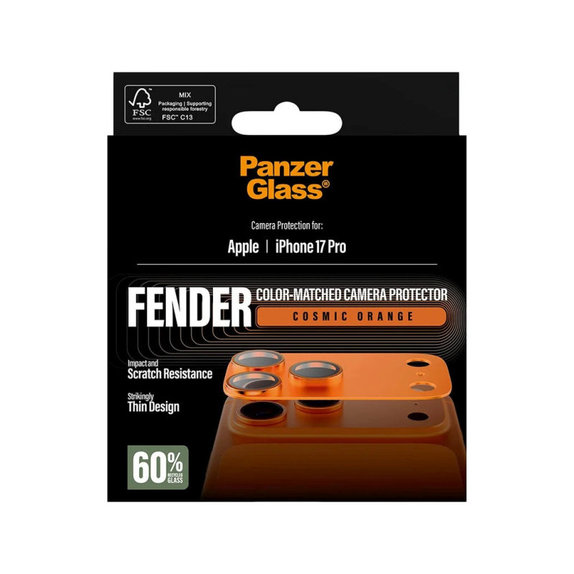 Zaščita objektiva Fender za iPhone 17 Pro, Oranžna, PanzerGlass