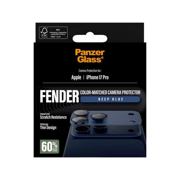 Zaščita objektiva Fender za iPhone 17 Pro, Modra, PanzerGlass