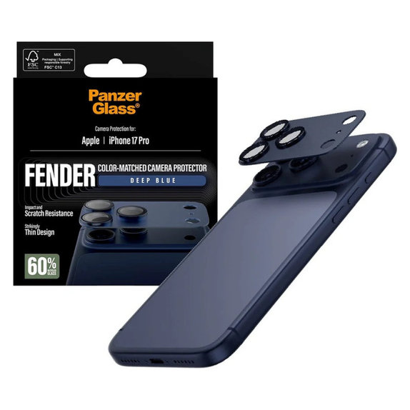 Zaščita objektiva Fender za iPhone 17 Pro, Modra, PanzerGlass