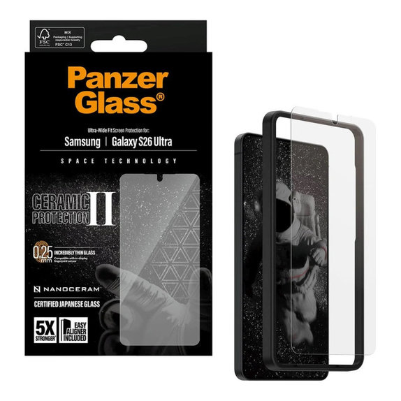 UWF Ceramic II kaljeno steklo s Fastfit za Samsung S26 Ultra, Prozorna, PanzerGlass