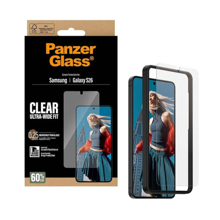 PanzerGlass - UWF kaljeno steklo z aplikatorjem za Samsung Galaxy S26, prozorno