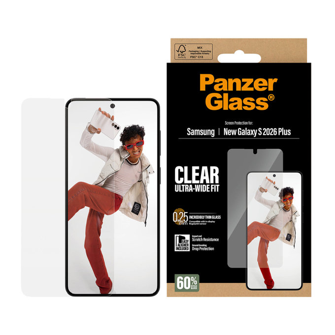 PanzerGlass - UWF kaljeno steklo z aplikatorjem za Samsung Galaxy S26+, prozorno