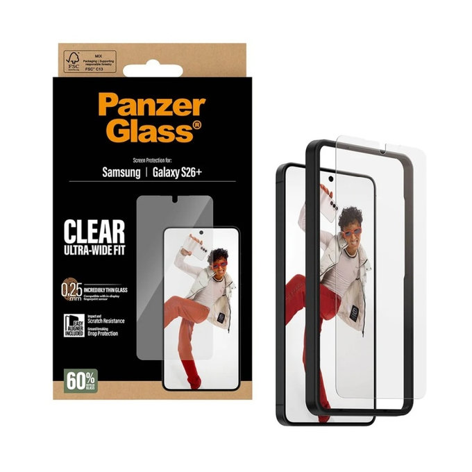 PanzerGlass - UWF kaljeno steklo z aplikatorjem za Samsung Galaxy S26+, prozorno