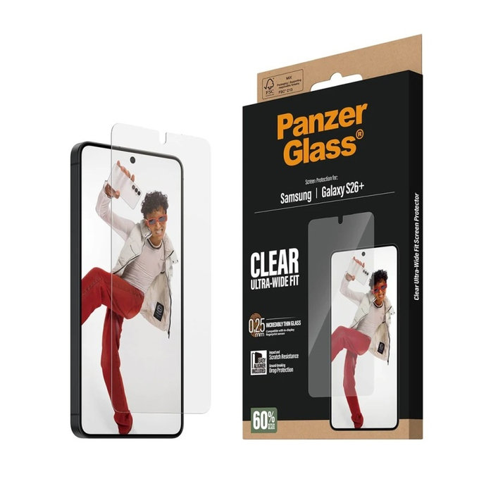 PanzerGlass - UWF kaljeno steklo z aplikatorjem za Samsung Galaxy S26+, prozorno