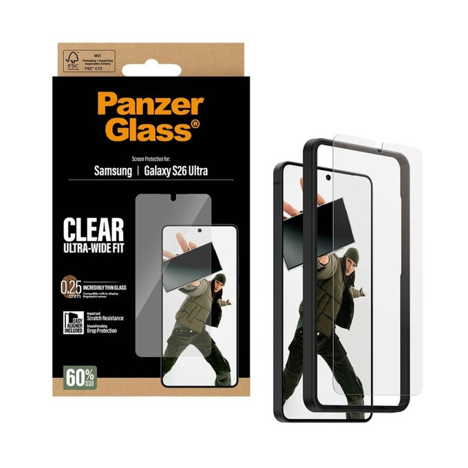 UWF kaljeno steklo z aplikatorjem za Samsung S26 Ultra, Prozorna, PanzerGlass