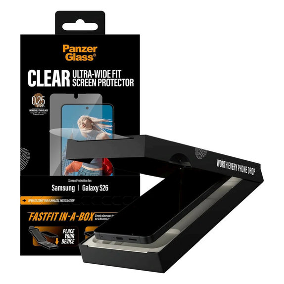 UWF kaljeno steklo s FASTFIT In-A-Box za Samsung S26, Transparent, PanzerGlass