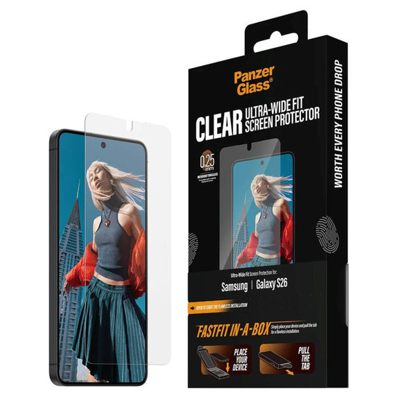 UWF kaljeno steklo s FASTFIT In-A-Box za Samsung S26, Transparent, PanzerGlass