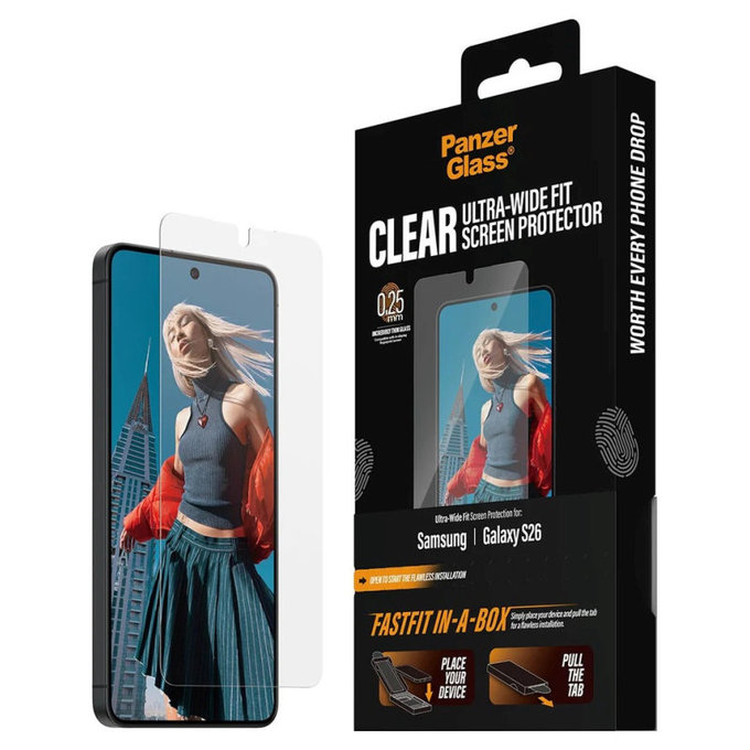 UWF kaljeno steklo s FASTFIT In-A-Box za Samsung S26, Transparent, PanzerGlass