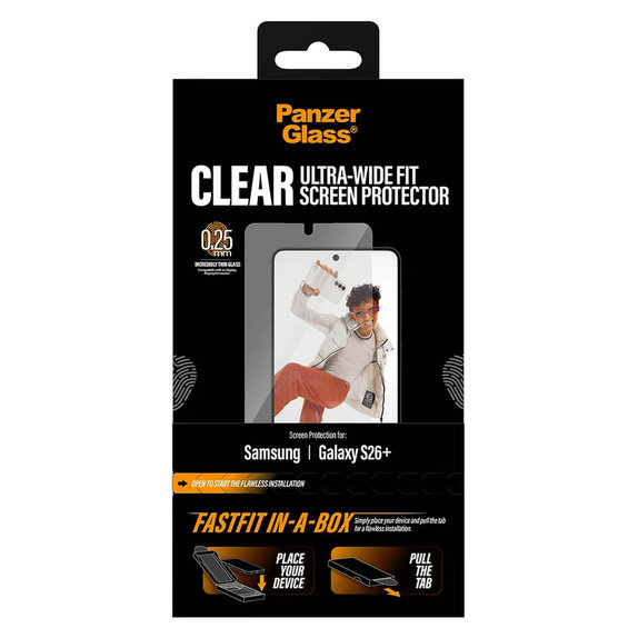 Kaljeno steklo UWF s Fastfit In-A-Box za Samsung Galaxy S26+, Prozorna, PanzerGlass