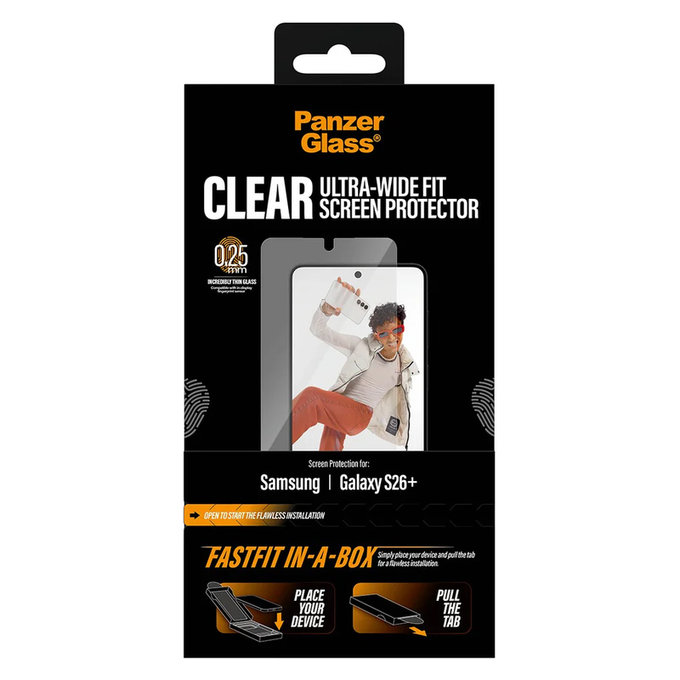 Kaljeno steklo UWF s Fastfit In-A-Box za Samsung Galaxy S26+, Prozorna, PanzerGlass