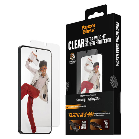 Kaljeno steklo UWF s Fastfit In-A-Box za Samsung Galaxy S26+, Prozorna, PanzerGlass
