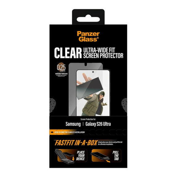 UWF kaljeno steklo s FASTFIT In-A-Box za Samsung S26 Ultra, Prozorna, PanzerGlass