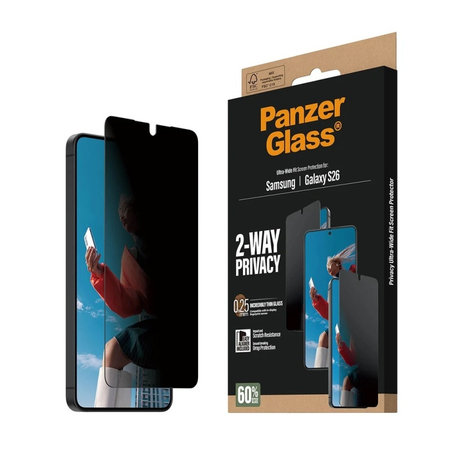 PanzerGlass - UWF 2-Way Privacy kaljeno steklo z aplikatorjem Samsung Galaxy S26, prozorno