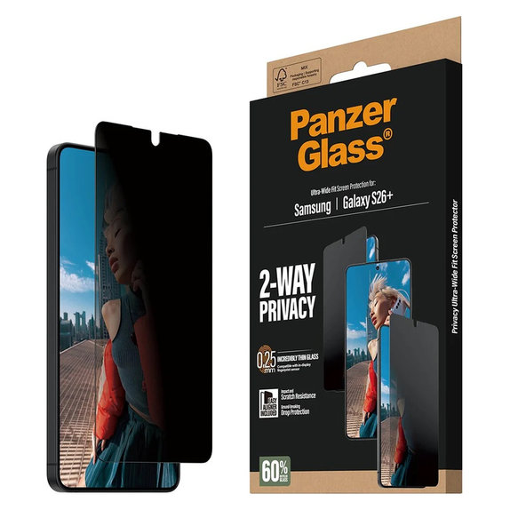 Kaljeno steklo UWF 2-Way Privacy z aplikatorjem za Samsung Galaxy S26+, Prozorna, PanzerGlass