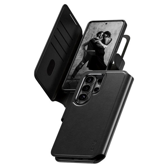 Ovitek Wallet Tango Two-In-One z QI za Samsung S26 Ultra, črna, CARE