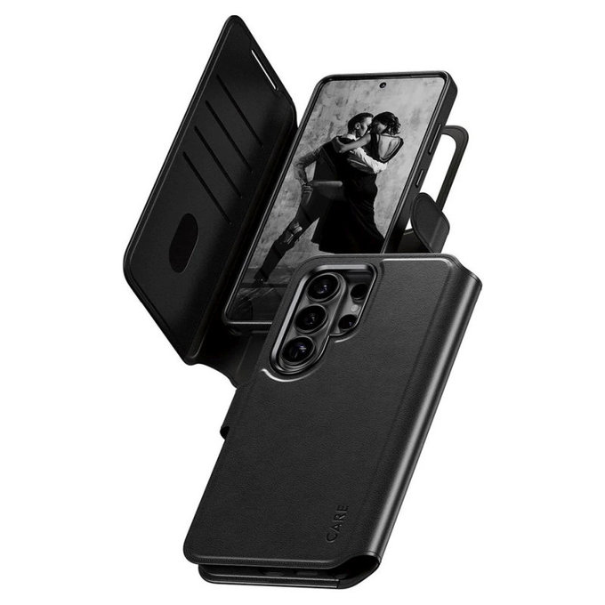 Ovitek Wallet Tango Two-In-One z QI za Samsung S26 Ultra, črna, CARE