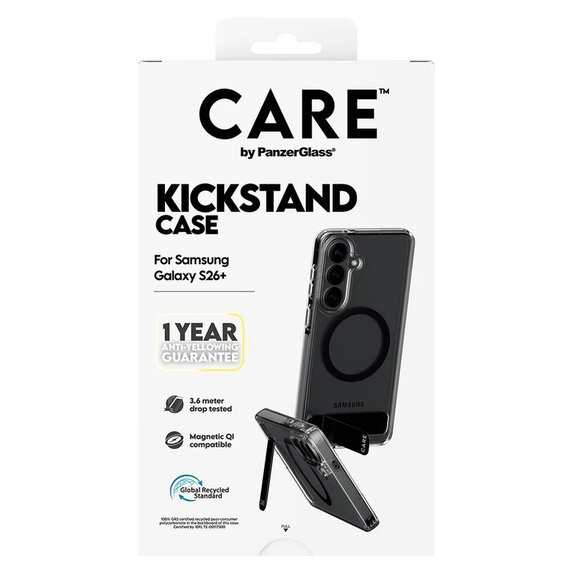 Ovitek Kickstand s črnim QI za Samsung Galaxy S26+, Črna, PanzerGlass