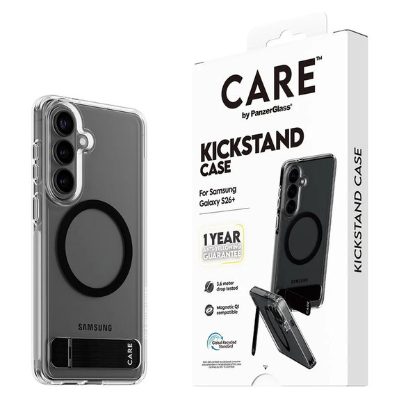 Ovitek Kickstand s črnim QI za Samsung Galaxy S26+, Črna, PanzerGlass