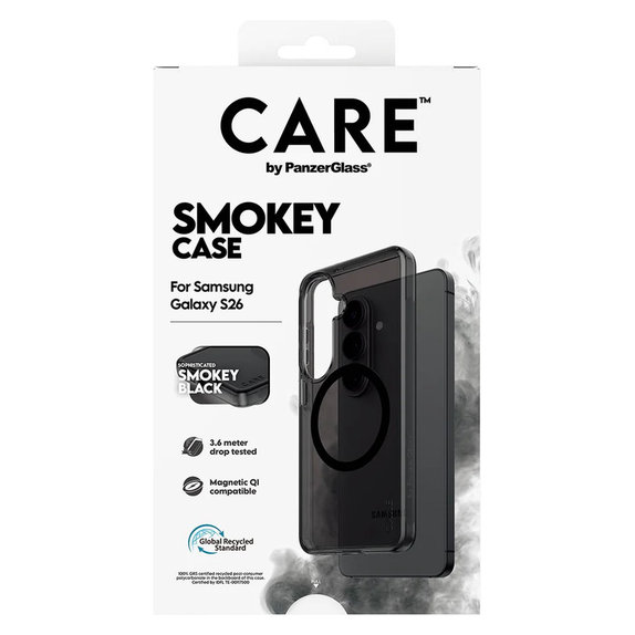 Ovitek Smokey s črnim QI za Samsung Galaxy S26, Črna, PanzerGlass