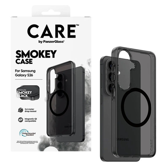 Ovitek Smokey s črnim QI za Samsung Galaxy S26, Črna, PanzerGlass