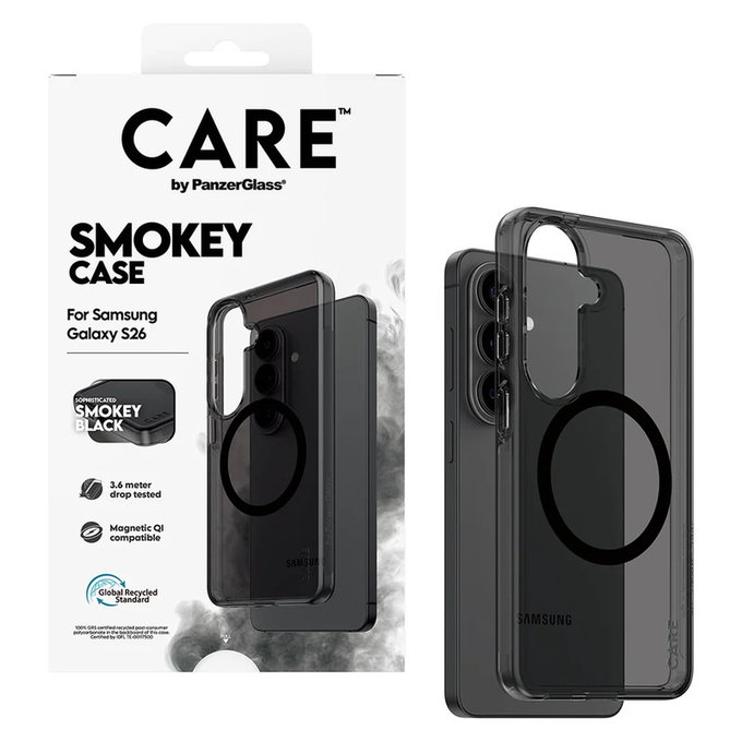 Ovitek Smokey s črnim QI za Samsung Galaxy S26, Črna, PanzerGlass
