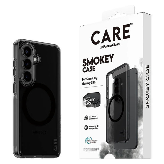 Ovitek Smokey s črnim QI za Samsung Galaxy S26, Črna, PanzerGlass