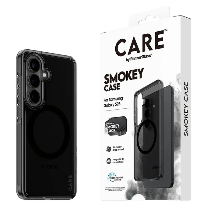 Ovitek Smokey s črnim QI za Samsung Galaxy S26, Črna, PanzerGlass