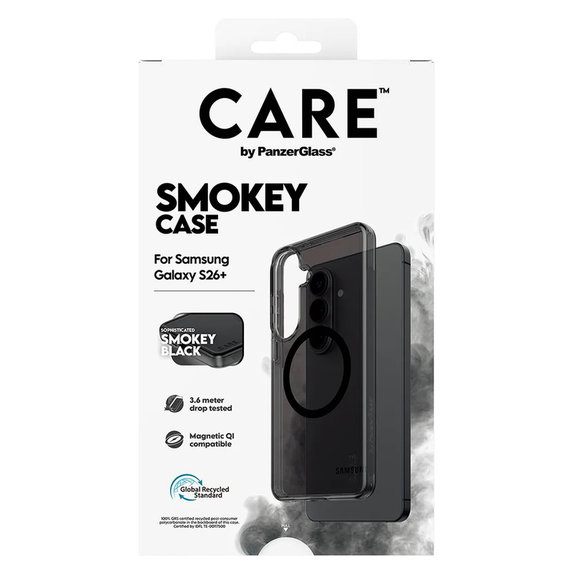 Ovitek Smokey s črnim QI za Samsung Galaxy S26+, Črna, PanzerGlass