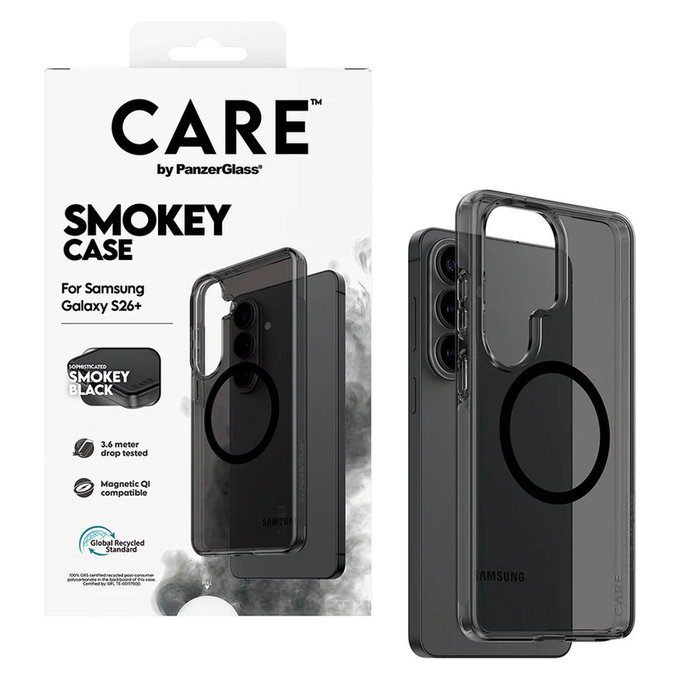 Ovitek Smokey s črnim QI za Samsung Galaxy S26+, Črna, PanzerGlass