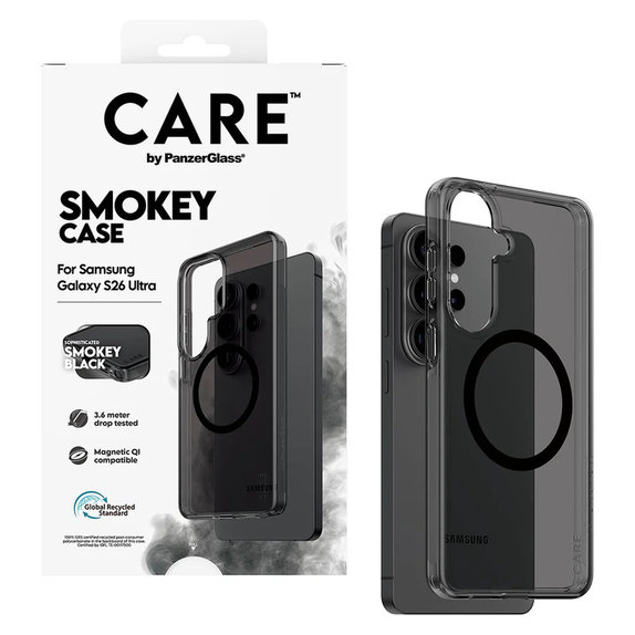 Ovitek Smokey s črnim QI za Samsung Galaxy S26 Ultra, Črna, PanzerGlass