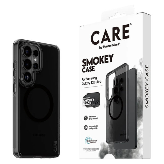 Ovitek Smokey s črnim QI za Samsung Galaxy S26 Ultra, Črna, PanzerGlass