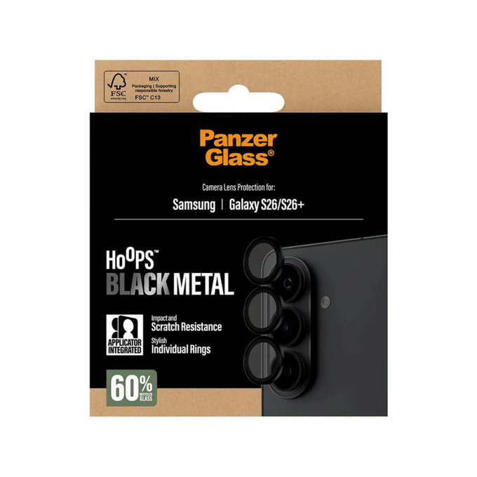 Zaščita objektiva Hoops za Samsung S26/S26+, Črna, PanzerGlass