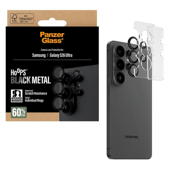 Zaščita objektiva Hoops za Samsung S26 Ultra, Črna, PanzerGlass